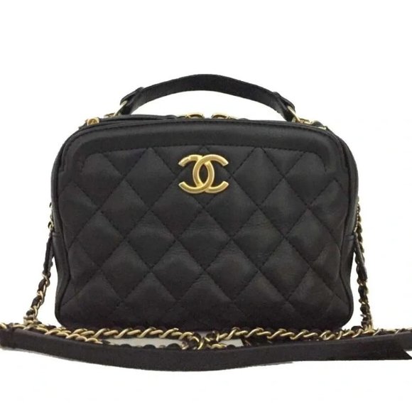Pre-owned Authentic CHANEL Quilted Matelasse CC Lambskin 2way Chain Hand Bag - Picture 1 of 6